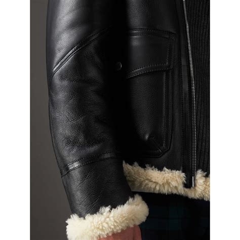 burberry shearling funnel neck aviator jacket|shearling aviator jacket.